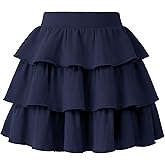 KEREDA Girls Skirt Kids Casual 3-Layer Ruffle Skort School Uniform Skirts for Girls
