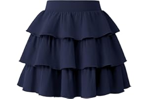 KEREDA Girls Skirt Kids Casual 3-Layer Ruffle Skort School Uniform Skirts for Girls