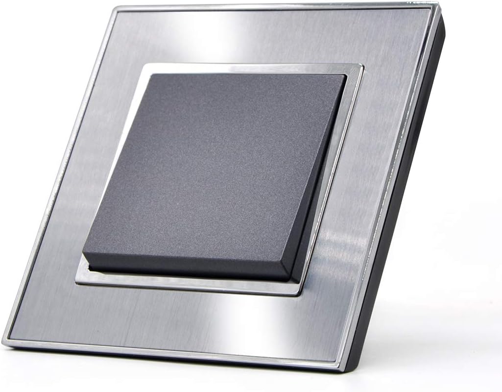 BSEED 16 Amp Brushed Steel Satin Chrome Wall Light Switch Gray 1 Gang 1