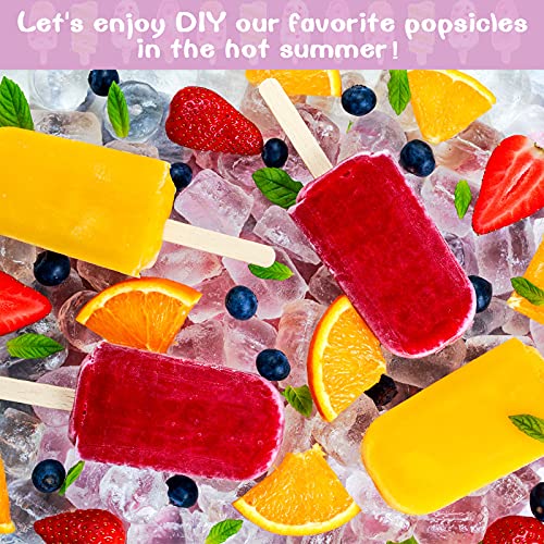 300 Pieces Ice Lolly Sticks and Bags Set, 200 Pieces Clear Ice Lolly