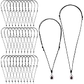 AHANDMAKER 30Pcs 3 Styles Necklace Cord Rope, Black Waxed Polyester Cords Adjustable Double Knotted Choker with Clasp Rope Chain for Hanging Pendants Women Men, 14-26inch