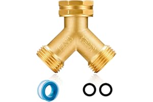 YELUN Garden Hose Splitter,2 Way Connector Heavy Duty Brass, Garden Faucet,Splitter for Outdoor Faucet, Hose y Splitter, Hose Bib Splitter (1 SET)