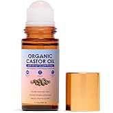TOGOLIUN Organic Golden Castor Oil Roll-On with Rose Quartz, 100% Pure, Unscented, For Radiant Skin | Deeply Hydrates | Reduces Fine Lines | Lush Hair & Relaxation [1.7oz]
