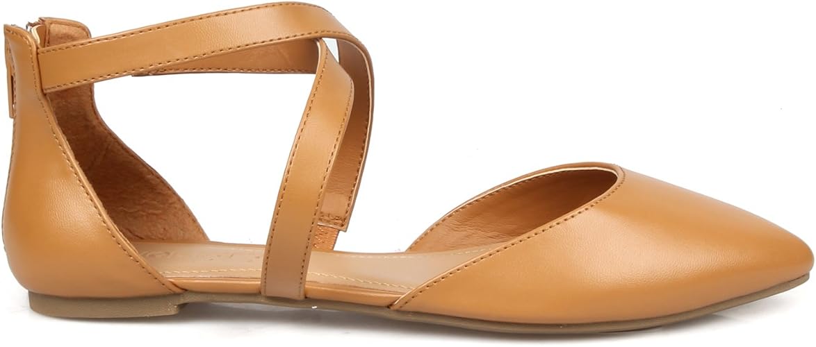 cognac pointed toe flats