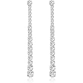 UDYLGOON Sparkle Cubic Zirconia Crystal Long Dangle Statement Earrings for Women Prom Pageant Wedding
