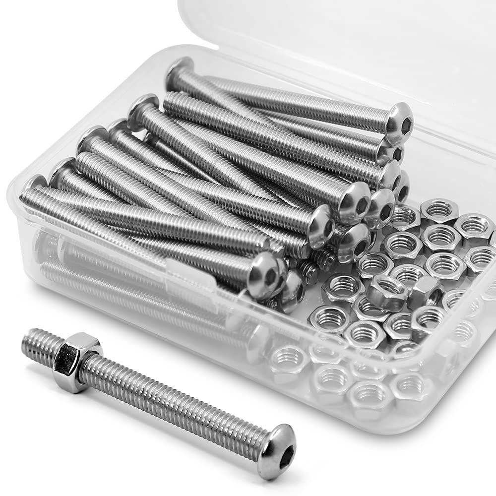MINHER Stainless Steel M5-0.8 x 50 mm Round Head Hex Socket Screws & Nuts Set (30 Pieces) — image 1