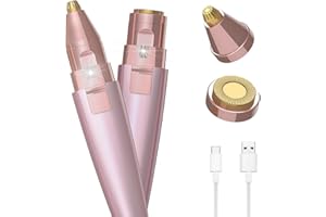 JNATER Eyebrow Razor & Facial Hair Removal for Women (2 in 1, USB Rechargeable), 100% Painless Hair Removal, Eyebrow Trimmer and Hair Remover Kit with Light for Eyebrow, Face Peach Fuzz, Lips, Body (Pink)