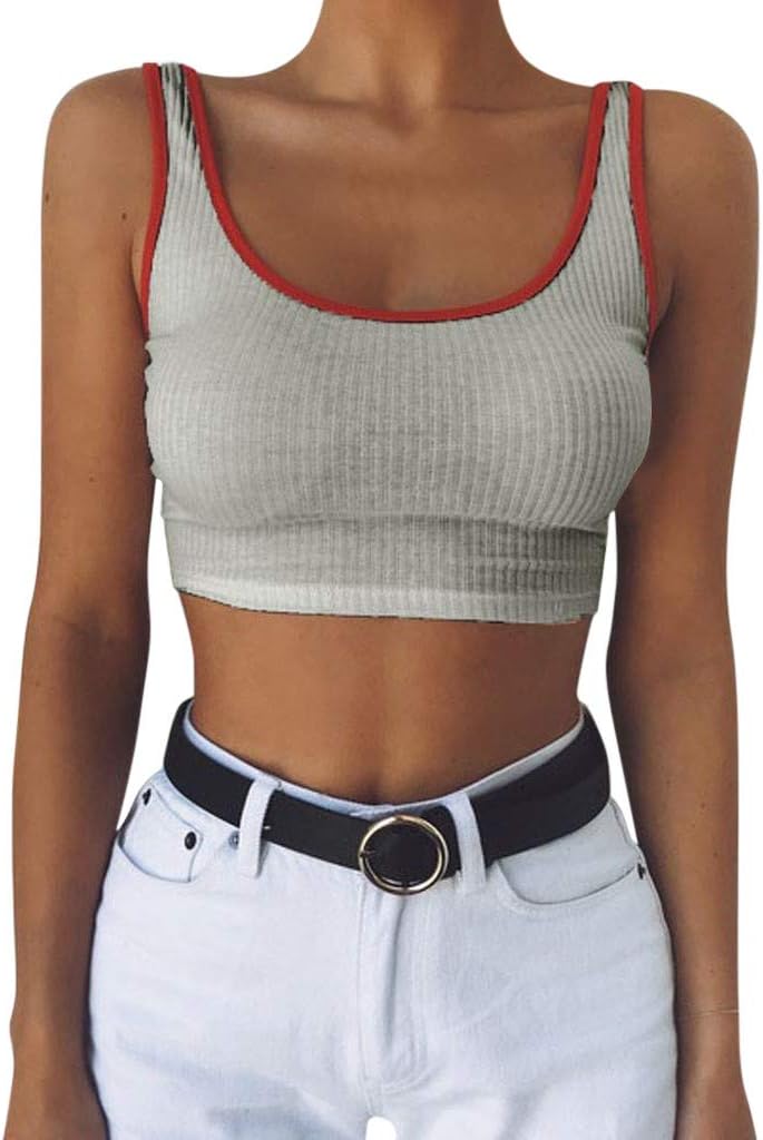 Womens Sexy Casual Crop Tops,Sleeveless T Shirt Slim Bandage Vest Tanks Summer T-Shirt,Fashion Style for Ladies and Girl