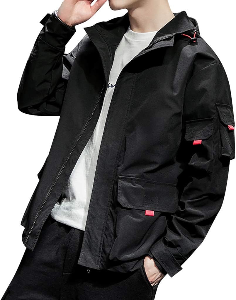 Bomber Jacket Men's Autumn Casual Fashion Aviator Jacket Pure Color Hoodie Zipper Plus Size 