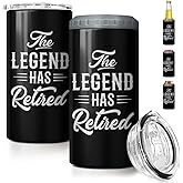 SANDJEST The Legend Has Retired 4-in-1 Design Tumbler Cup Can Cooler - 12oz Stainless Steel Insulated Cans Coozie Travel Mug Christmas, Birthday, Happy Retirement Gifts for Coworkers, Colleagues, Men