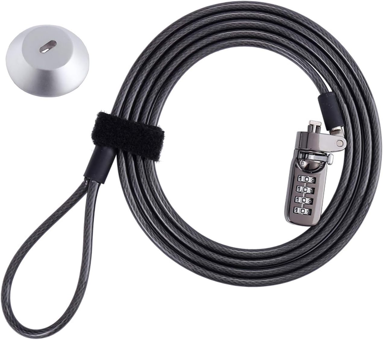 CaLeQi Laptop Cable Lock Hardware Security Cable Lock Anti Theft Lock and Anchor Point with for All Desktops, Laptops,Macbook,iPad,iPhone and Projectors- 2m Cable (Lock + Metal Round Stick Board)