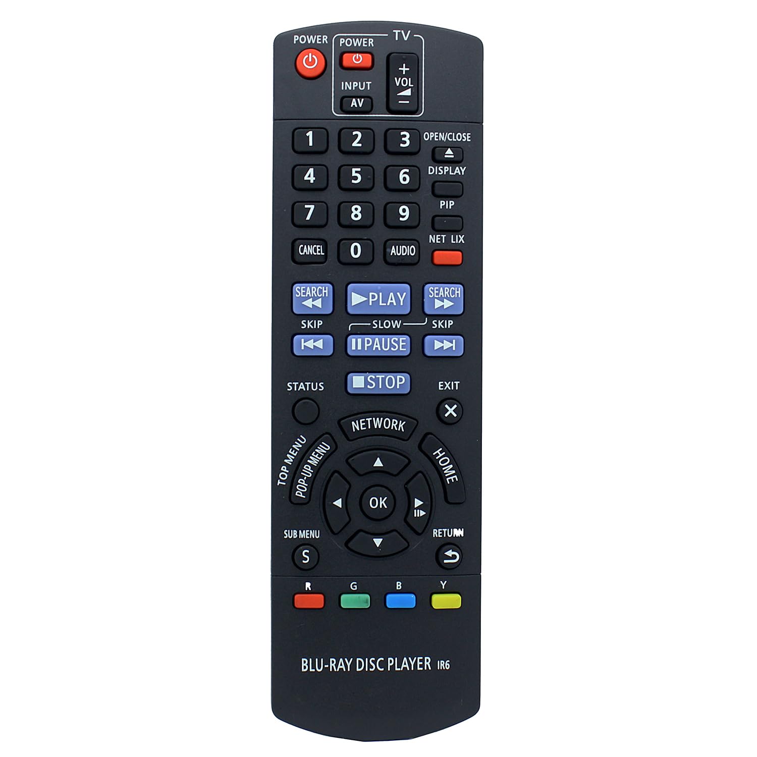 N2QAYB000575 Remote Control Replacement for Panasonic Blu-Ray Disc IR6 Player DMP-BD75 DMP-BD755 DMP-BD755P DMP-BD75P DMP-BD75PC DMP-MST60 DMP-MS10 DMP-BDT210 DMP-BDT110 DMP-BDT215 DMP-BDT310