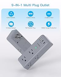 Surge Protector Outlet Extender with Rotating