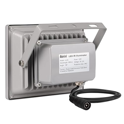 Univivi IR Illuminator, 850nm 12 LEDs Wide Angle IR Illuminator for Night  Vision, Waterproof LED Infrared Ligh