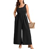 Plus Size Jumpsuit for Curvy Women Sleeveless Summer Rompers Overalls | Casual Overalls Wide Long Pant with Pockets