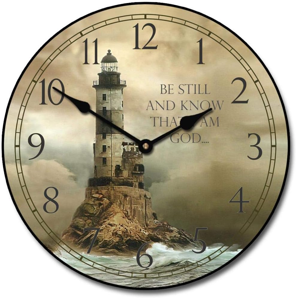 Lighthouse 2 Wall Clock | Ultra Quiet Quartz Mechanism | Hand Made in USA Beautiful Crisp Lasting Color | Comes in 8 Sizes | 12-Inch