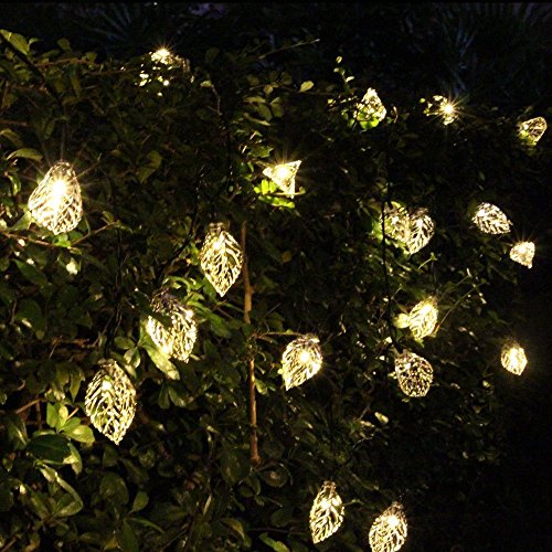 Solar String Lights Outdoor, Adecorty Solar Fairy String Lights 3D Metal Leaf 16ft 20LED Solar Ornament Lights Waterproof Solar Decoration Lights for Outdoor Decor Garden Patio Yard Tree Wedding Party - Thumbnail 3
