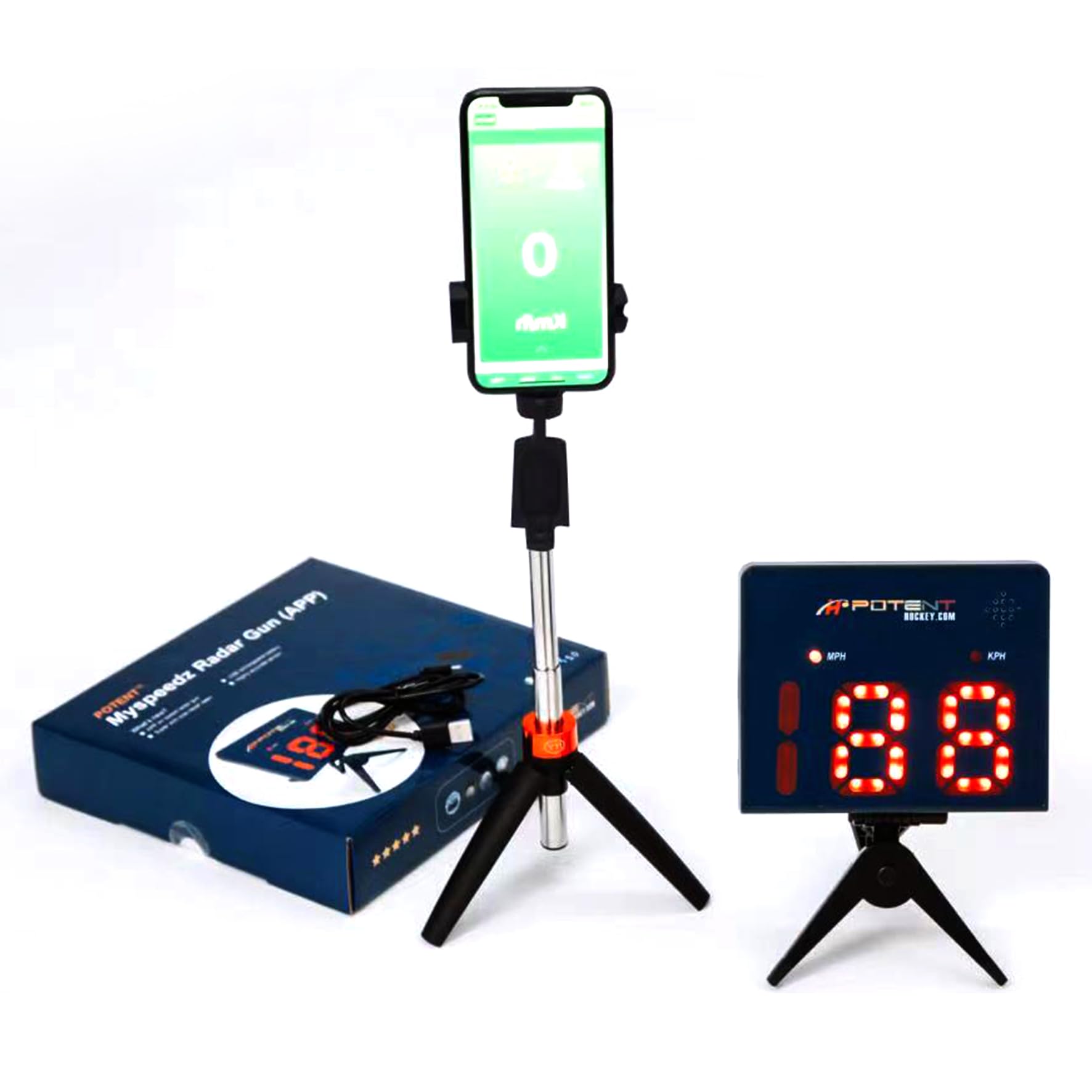 Photo 1 of Potent Radar Speed Gun 2.0 with App Support – Instantly Measure Shot Speed – Ultra-Slim Speed Gun for Hockey – Radar Gun Baseball for Pitching and Training