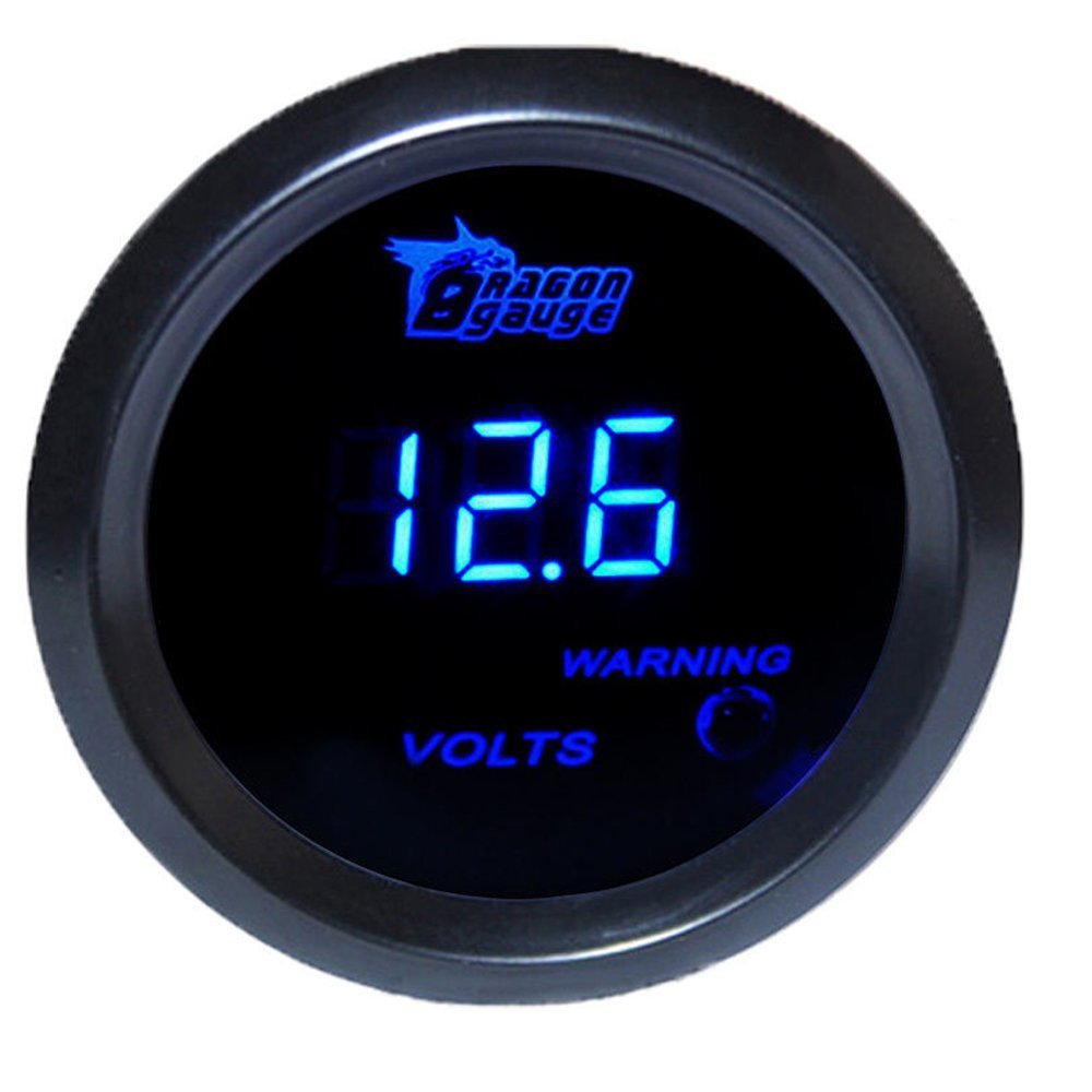 E Support™ 2" 52mm Black Car Motor Digital Blue LED Volt Voltage LED Gauge Meter