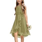 Galawaqe Kids A-Line Halter Neck Chiffon Junior Bridesmaid Dresses Fancy Girl Dress Wedding Elegant Party Gown 5-14 Years
