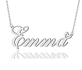 AOLO Emma Heart Name Necklace Silver Stainless