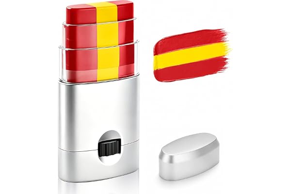 Red Yellow Red Face & Body Paint Stick, Sports Eye Black-Style Makeup Stick, Soccer Fan Makeup, Waterproof Sweatproof Cream P