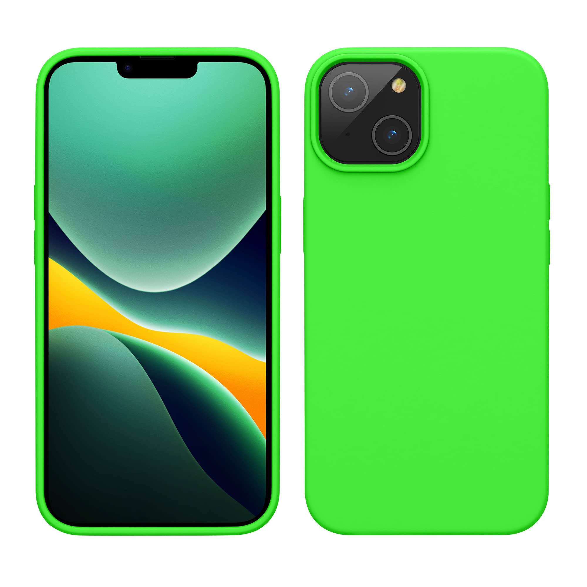 kwmobile Case for iPhone 14 Case - Slim Soft TPU Silicone Cover - Works with Wireless Charging - Lime Green — image 1