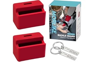 MORLIKE LIVING Morlike Silicone Seatbelt Secure Buckle Safety Cover Lock | Keep Children Safe in Car Seat and Prevent Kids from Accidentally Unbuckling | Buckle Guard Fits Almost Vehicles (red,2PACK)