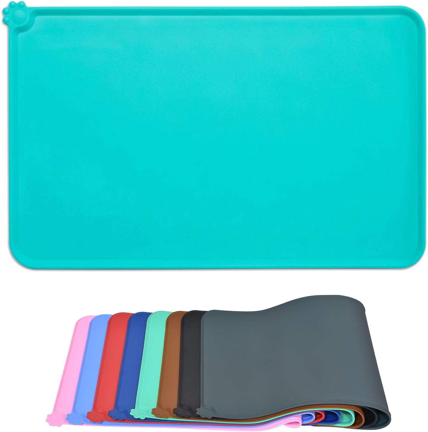 AUDWUD Silicone Waterproof Dog Cat Pet Feeding Mats, Anti-Slip Pet Bowl Mats, Pet Feeding Mat : Pet Supplies