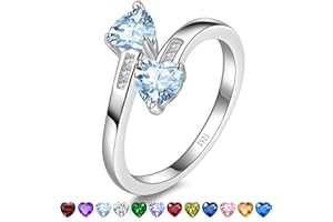 Yaresul 1CT Adjustable Women Heart Ring 925 Sterling Silver Birthstone Rings for Women Promise Ring for her Simulated Gemstone Statement Stackable Band Width 2mm Open Size 5~9