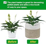 Tenn Well 20cm Plant Pot with Liner Cotton Indoor Planter Woven Basket White view 2