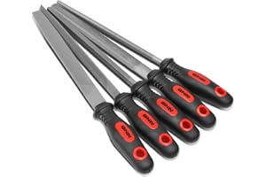 DNA MOTORING 5 Pcs Bastard File Set - Heat Treated Steel File Tools with Double Cut Serration Pattern, TOOLS-00096