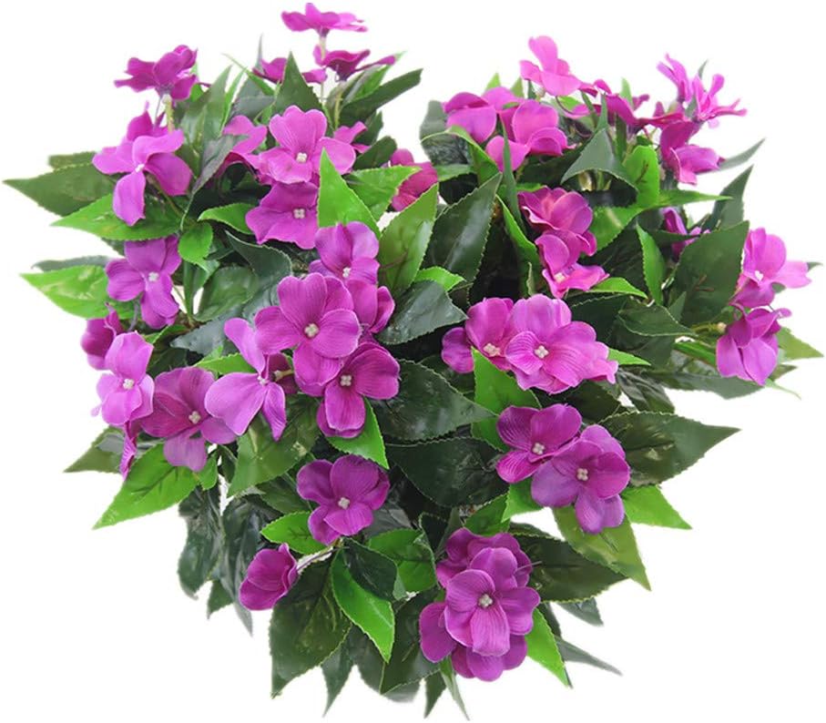 Mynse 2 Pieces Artificial Flower Impatiens for Balcony Garden Bonsai Decoration