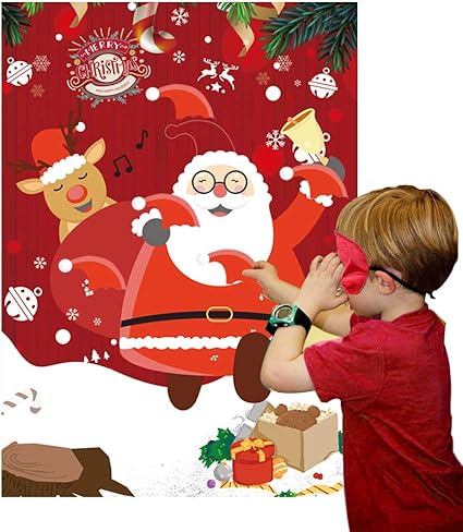 Amazon Co Jp ピンザクリスマスハット サンタゲーム 大きなサンタクロースゲームポスター 子供用 クリスマスギフト クリスマスパーティーゲーム用品 40個のクリスマスハット ホーム キッチン