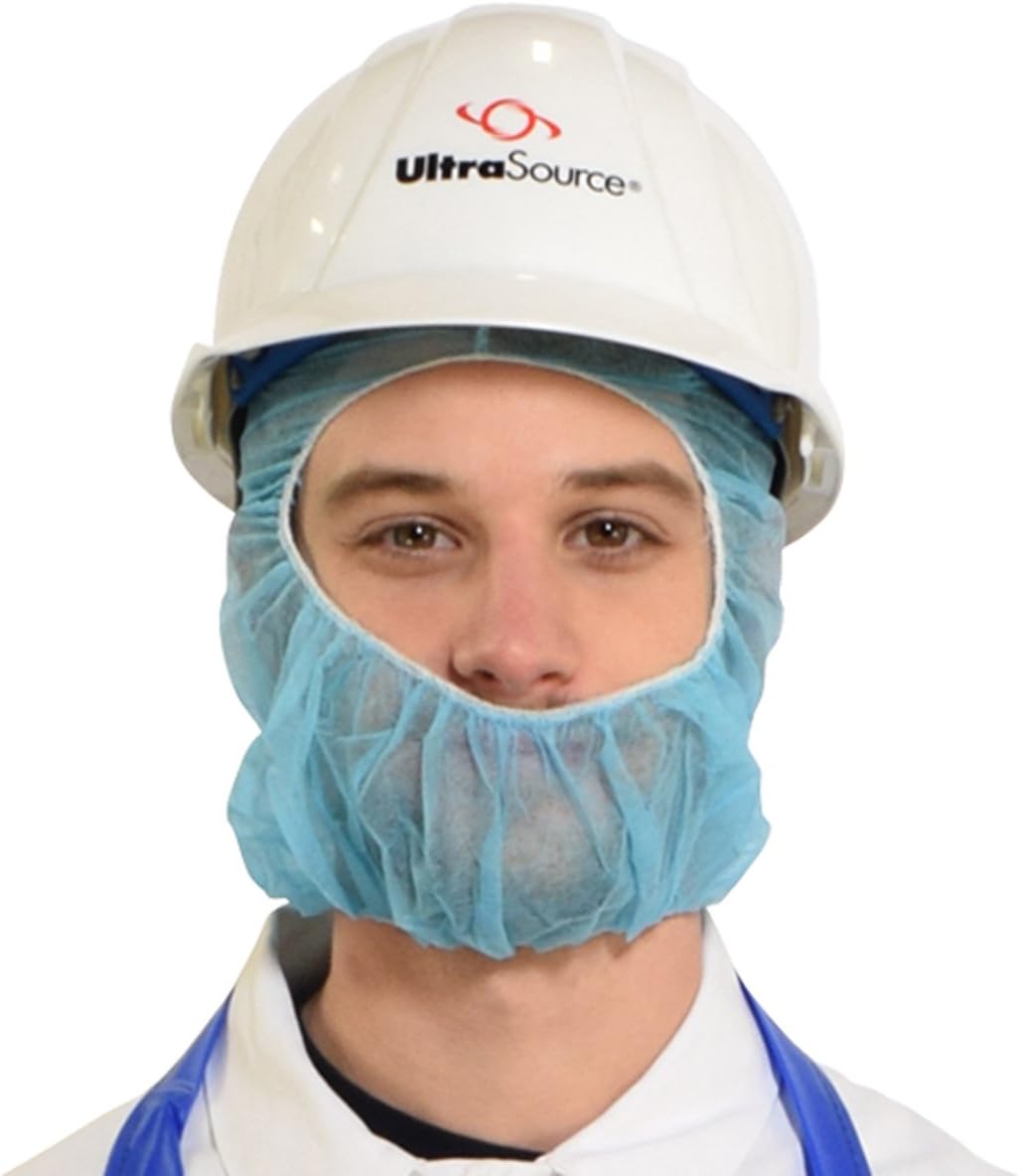 UltraSource - 444066 Polypropylene Hair Net/Beard Cover, Large, Latex Free, Blue (Pack of 100)