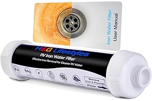 H&G lifestyles Iron RV Water Filter, Inline Water Filter Reduce Iron Fluoride Manganese Improve Water Taste for Fresh Drinking Water, Ideal for Campers, Marine, Garden Hose, Boats, Trailer