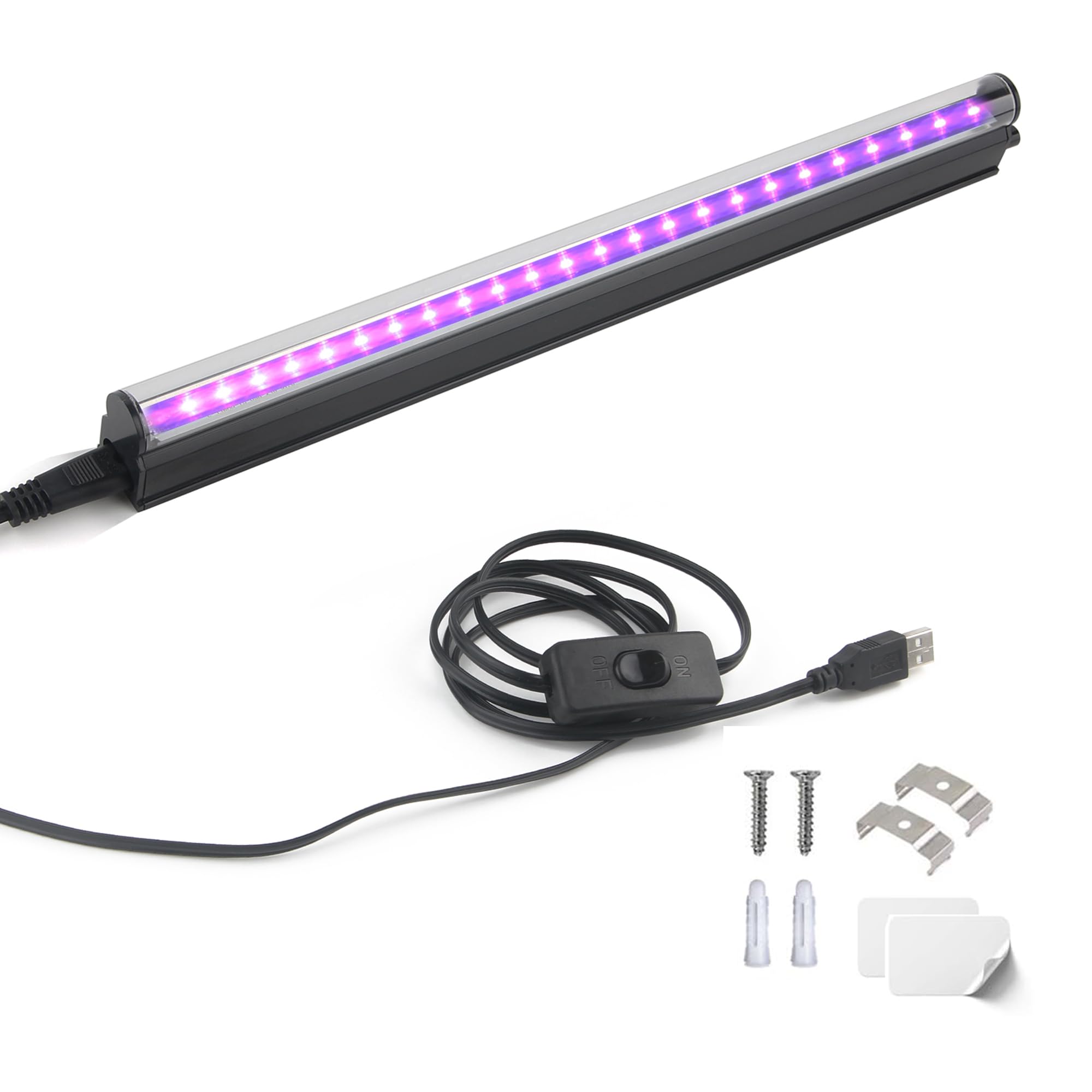 UV LED Black Light Bar: 10W 1ft USB Portable T5 Purple UV Black Light Lamp for Glow in The Dark for Body Paint, Bedroom Decor, Parties, Stain Detector, Halloween 1 Pack