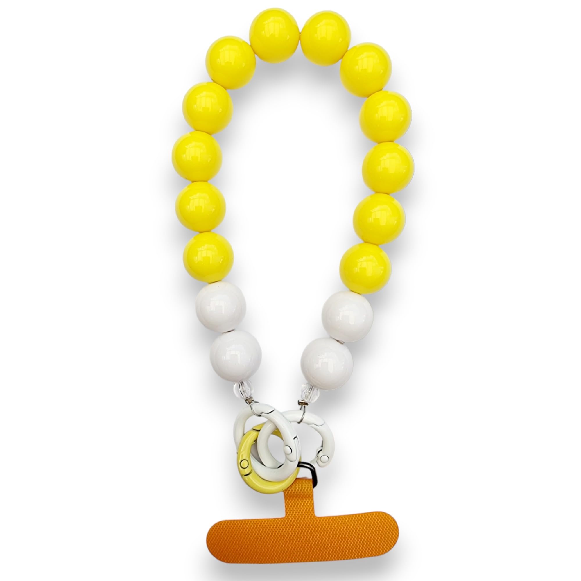 RATASK Mobile Phone Lanyard Wrist Strap, Acrylic Beads Chain Mobile Phone Lanyard, Keychain, charm, (Yellow)
