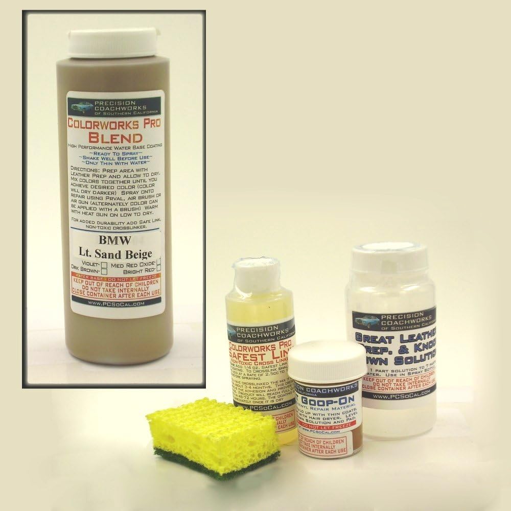 Precision Coachworks Leather & Vinyl Repair/Restoration Kit with Color Match Technology (Lt. Sand Beige)
