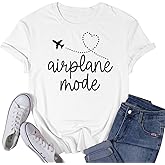 VQD Womens Airplane Mode Shirt Traveling Tshirt Travel Lover Tee Tops