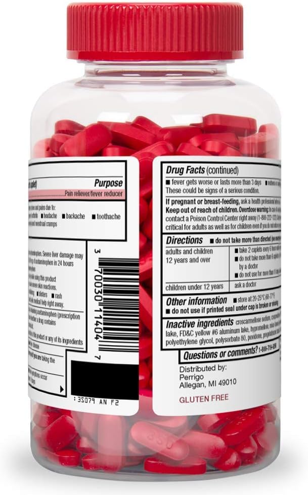  Basic Care Rapid Release Pain Relief, Acetaminophen Caplets 500 mg, Extra Strength Pain Reliever and Fever Reducer, 400 Count: Health & Personal Care