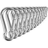 Branded Boards Heavy Duty Bushcraft Stainless Steel Carabiner Spring Snap Clip Link Hooks. 200-500lb Load. 2, 6 & 12 Packs