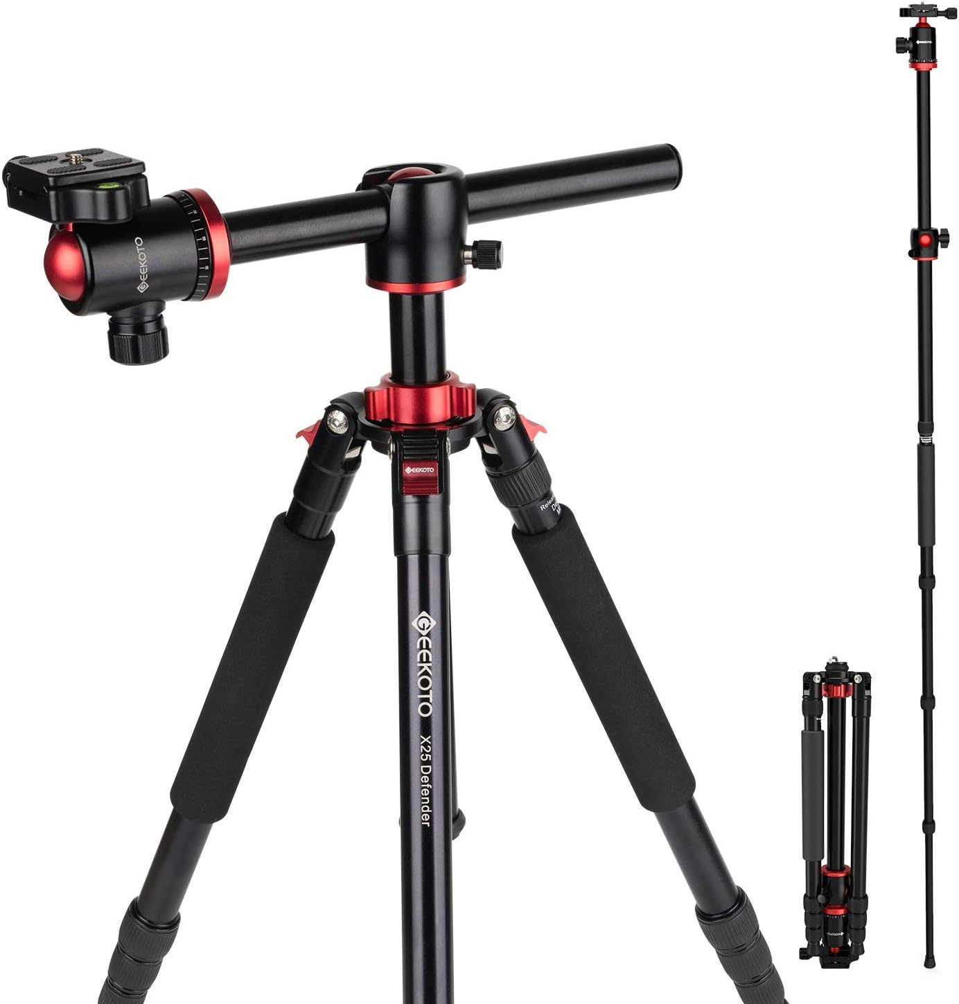 GEEKOTO Camera Tripod 191 cm Transversal Centre Column Aluminium Photo Tripod