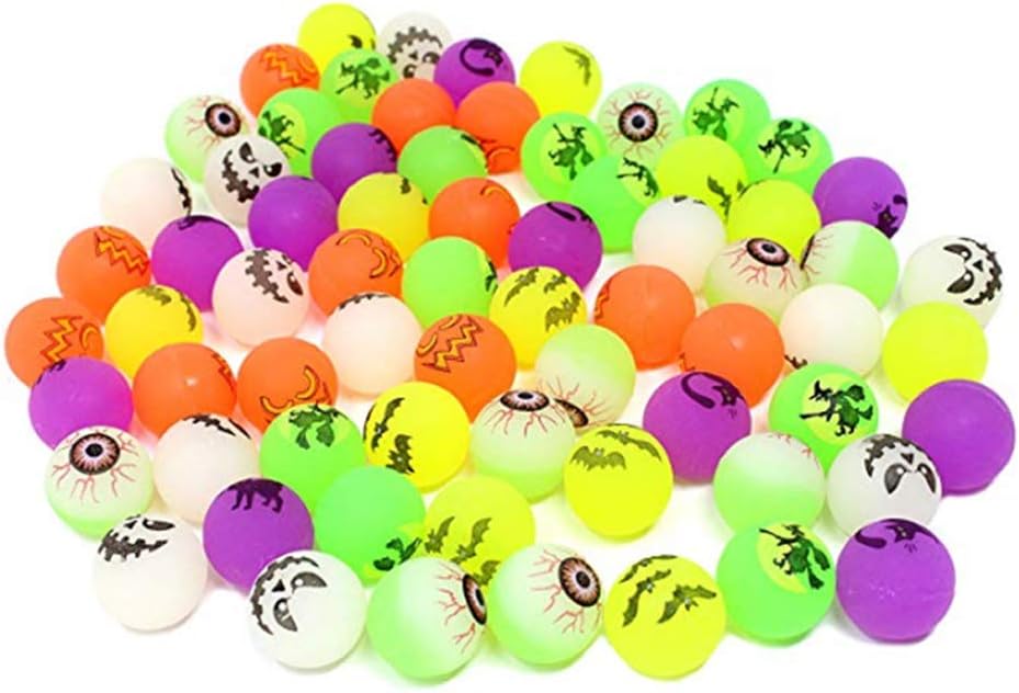 Atonofun 72 Pieces Halloween Bouncing Balls 1.25‘‘, Glow in The Dark Bouncy Balls with 6 Halloween Theme Designs, Halloween Bouncing Toys Balls for Trick or Treating Goodie, Classroom Giveaways, Halloween Party Favor Supplies: Toys & Games