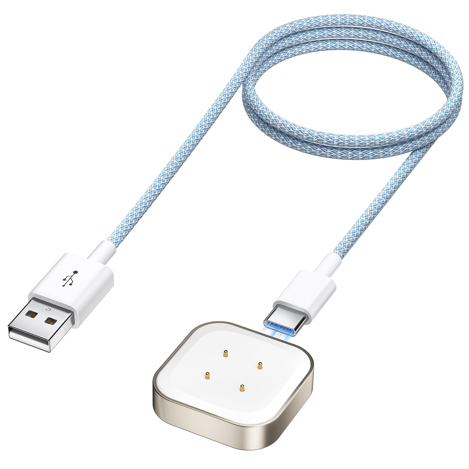Photo 1 of NEWDERY Charger Cable for Fitbit Sense/Sense 2/Versa 3/4 & for Pixel Watch 2/3, Premium Braided USB C Detachable Charging Dock, Durable Replacement Magnetic Cord for Smartwatch, 3.3Ft/1M