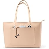 Fancy Forest Work Tote Bag for Women - Waterproof Purse with Zipper, 18L Large Vegan Leather, Stiff & Slim for Office Travel