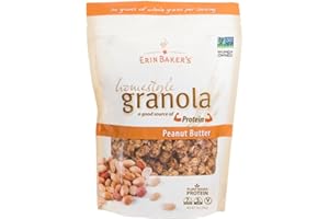 Erin Baker's Homestyle Granola, Peanut Butter, Ancient Grains, Vegan, Non-GMO, Cereal, 12-ounce bags (Pack of 6)