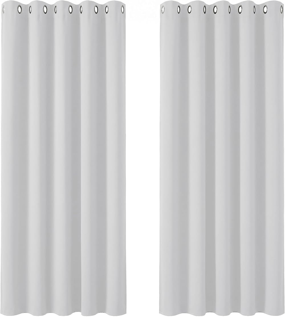 Deconovo Thermal Insulated Eyelet Curtains 66x90 Silver Grey 2 Panels