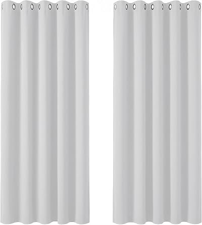 Deconovo Thermal Insulated Eyelet Curtains 66x90 Silver Grey 2 Panels