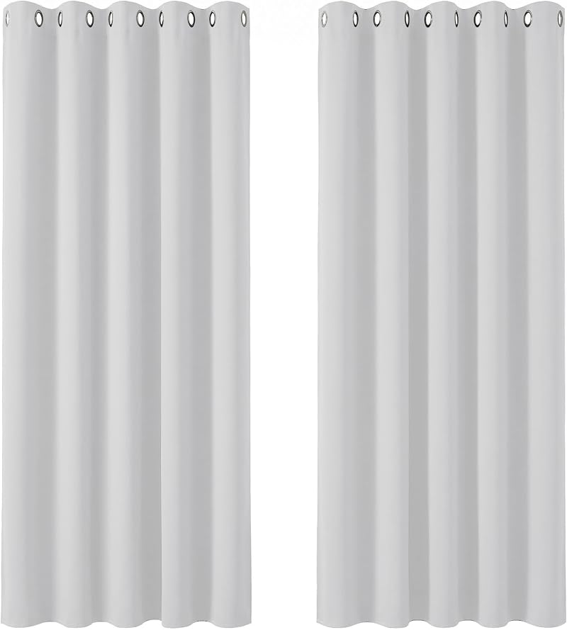 Deconovo Thermal Insulated Eyelet Curtains 66x90 Silver Grey 2 Panels